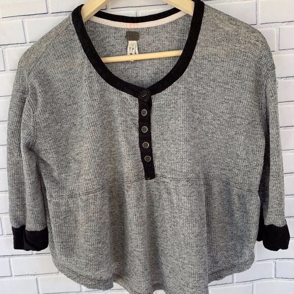 Free People We The Free Cropped Henley Siz… - Picture 1 of 3